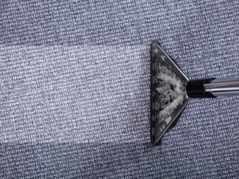 NDIS carpet cleaning using professional extractor on grey carpet to remove deep-seated dirt and allergens.