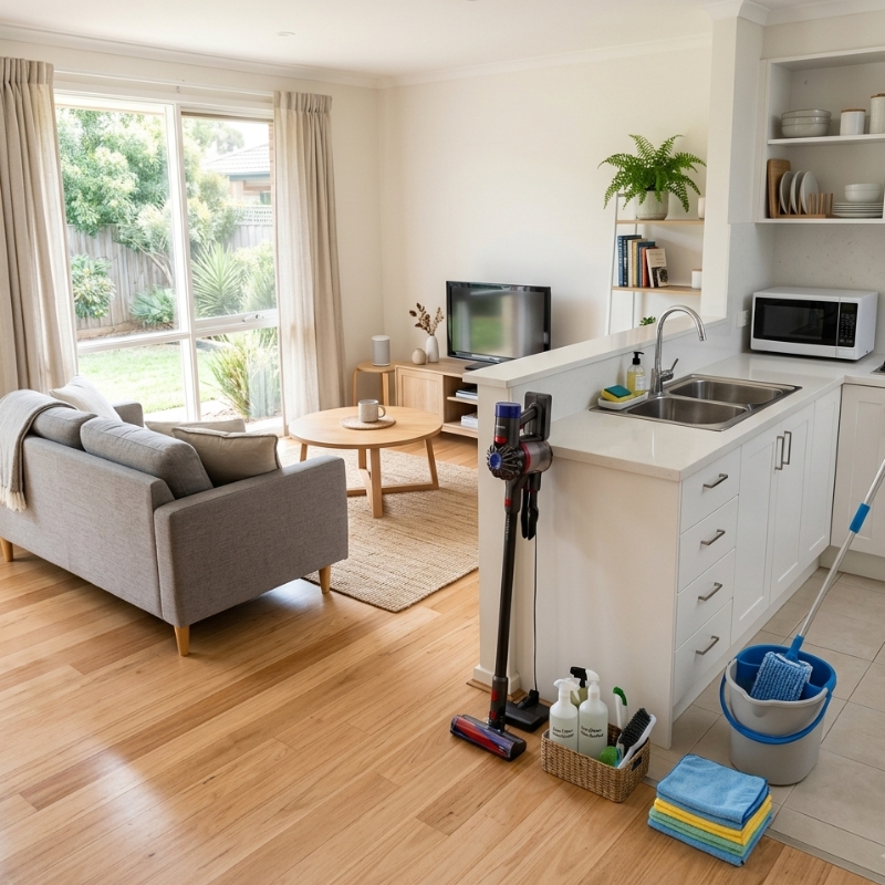 NDIS house cleaning support in a clean Australian home