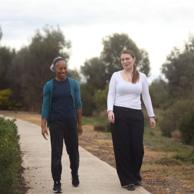 Support worker assisting an NDIS participant at home in Brimbank