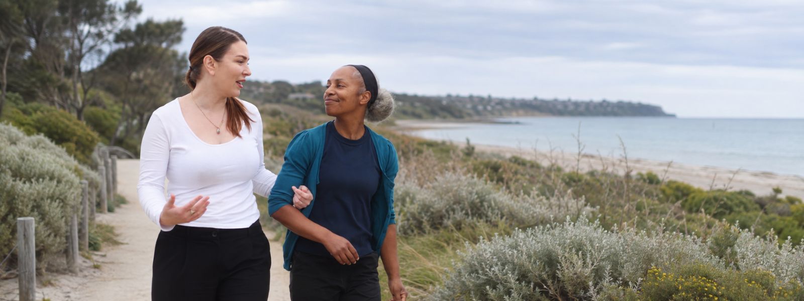 A support worker with an NDIS participant on the Mornington Peninsula